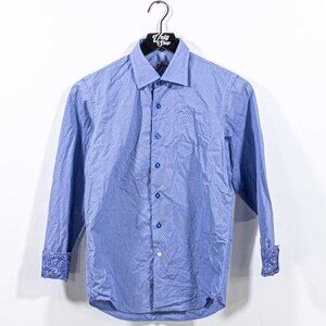 Robert Graham Printed Flip Cuff Button Dress Shirt Youth Large 14-16 Preppy